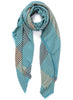 THE PICNIC SQUARE - Turquoise checked modal and cotton scarf - tied