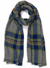 THE PLAID SCARF - Blue multicoloured checked wool scarf - tied