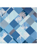 The Paradise Square, blue printed silk twill scarf – flat