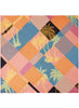 The Paradise Square, orange, pink and blue printed silk twill scarf – flat