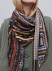 JANE CARR - THE CROCHET SQUARE - Neutral and pastel multicolour printed modal and cashmere scarf - model 1