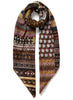 JANE CARR - THE CROCHET SQUARE - Neutral and pastel multicolour printed modal and cashmere scarf - tied
