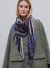 JANE CARR - THE CROCHET SQUARE - Blue multicolour printed modal and cashmere scarf - model 1