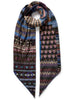 JANE CARR - THE CROCHET SQUARE - Blue multicolour printed modal and cashmere scarf - tied