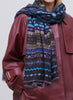 JANE CARR - THE PIPER WRAP - Blue, purple and brown printed modal and cashmere scarf - model 2