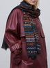 JANE CARR - THE PIPER WRAP - Dark blue and brown multicolour printed modal and cashmere scarf - model 3
