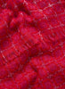 JANE CARR, THE TILE SCARF - Bright pink and red checked cashmere scarf with silver Lurex - detail