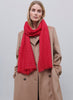 JANE CARR, THE TILE SCARF - Bright pink and red checked cashmere scarf with silver Lurex - model 2