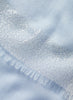 JANE CARR - THE ARGENT WRAP - Pale blue pure cashmere scarf with silver metallic border - detail