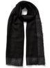 JANE CARR - THE ARGENT WRAP - Black pure cashmere scarf with dark silver metallic border - tied
