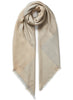 JANE CARR, THE JENGA SQUARE - Pale grey and beige checked lambswool scarf - tied