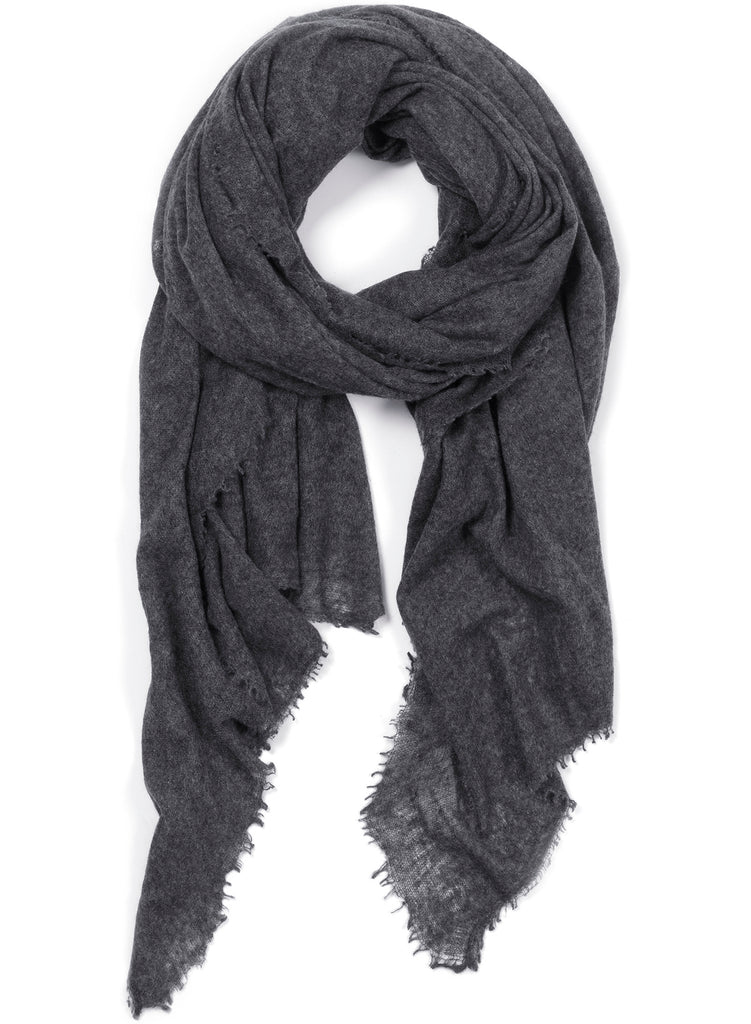 JANE CARR, THE LUXE - Dark grey oversized cashmere knit wrap - tied