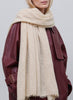 JANE CARR - THE LUXE - Warm beige oversized pure cashmere knit wrap - model