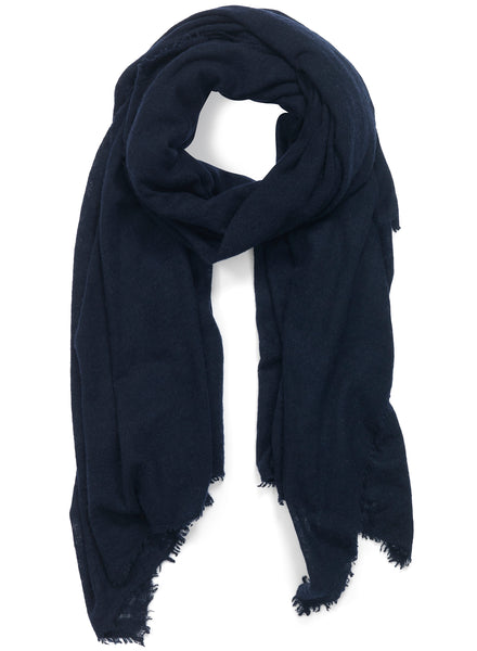 JANE CARR, THE LUXE - Navy oversized cashmere knit wrap - tied