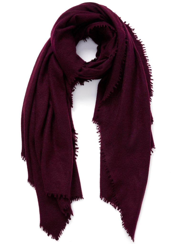 JANE CARR, THE LUXE - Burgundy oversized cashmere knit wrap - tied