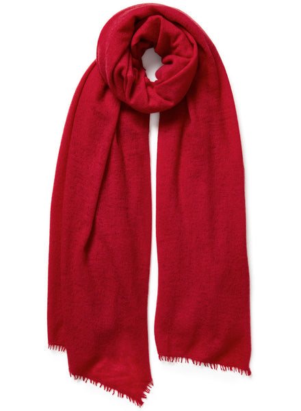 JANE CARR, THE LUXE - Red oversized pure cashmere knit wrap - tied