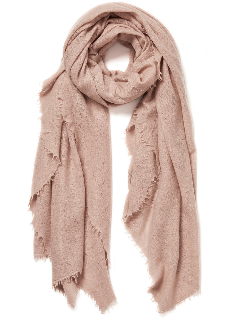 JANE CARR, THE LUXE - Pale pink oversized cashmere knit wrap - tied