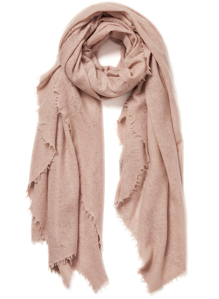 THE LUXE - Pale pink oversized cashmere knit wrap - tied