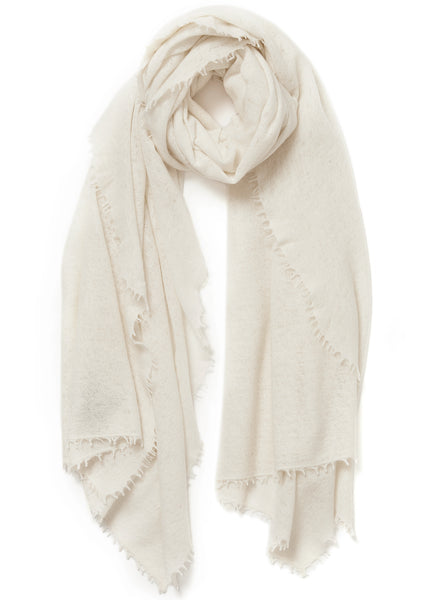 THE LUXE - White oversized cashmere knit wrap - tied