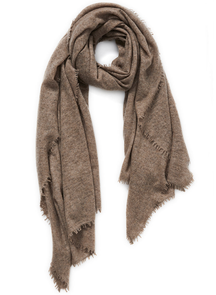 THE LUXE - Dark taupe oversized cashmere knit wrap