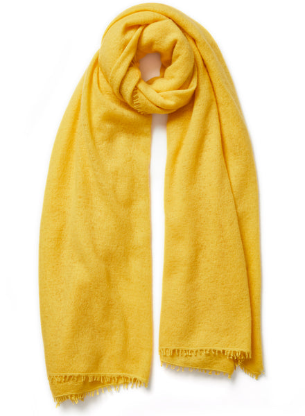 JANE CARR - THE LUXE - Yellow oversized pure cashmere knit wrap - tied