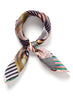 JANE CARR - THE TRICOT PETIT FOULARD - Pink and green multicolour printed silk twill scarf - tied