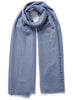 JANE CARR - THE FRAY SCARF - Dusky blue woven pure cashmere scarf - tied