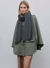 JANE CARR - THE FRAY SCARF - Dark grey woven pure cashmere scarf - model 2