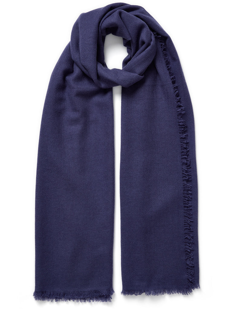 JANE CARR - THE FRAY SCARF - Deep purple woven pure cashmere scarf - tied