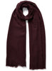 JANE CARR - THE FRAY SCARF - Burgundy woven pure cashmere scarf - tied