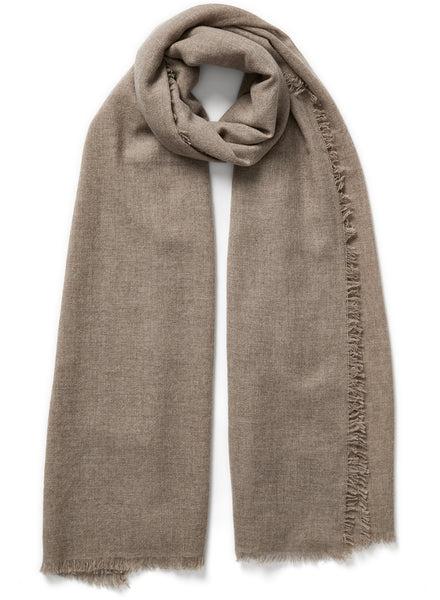 The Fray Scarf, beige woven pure cashmere scarf
