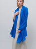 JANE CARR, THE COSMOS SCARF - Royal blue cashmere scarf with blue Lurex - model