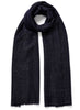 JANE CARR, THE COSMOS SCARF - Navy cashmere scarf with dark silver Lurex - tied