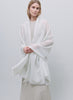 JANE CARR - THE COSMOS SCARF - White cashmere scarf with silver Lurex - model