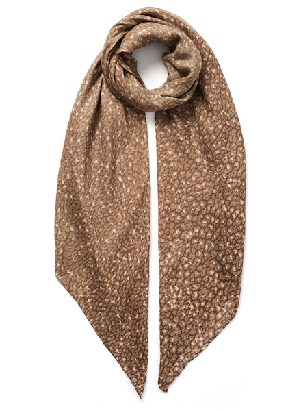 THE LEOPARD SQUARE - Neutral ombré printed modal and cashmere scarf - tied