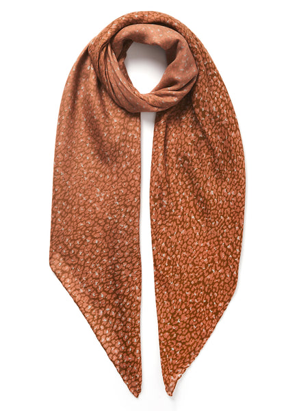 THE LEOPARD SQUARE - Peach and neutral ombré printed modal and cashmere scarf - tied