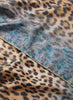THE MEDINA SQUARE - Golden brown and turquoise printed silk twill scarf - detail