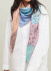 THE HANKIE SQUARE - Pastel multicolour printed modal and cashmere scarf - model