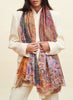 THE PAISLEY WRAP - Orange and red multicolour printed modal and cashmere scarf - model 2