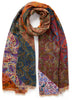 THE PAISLEY WRAP - Orange and red multicolour printed modal and cashmere scarf - tied