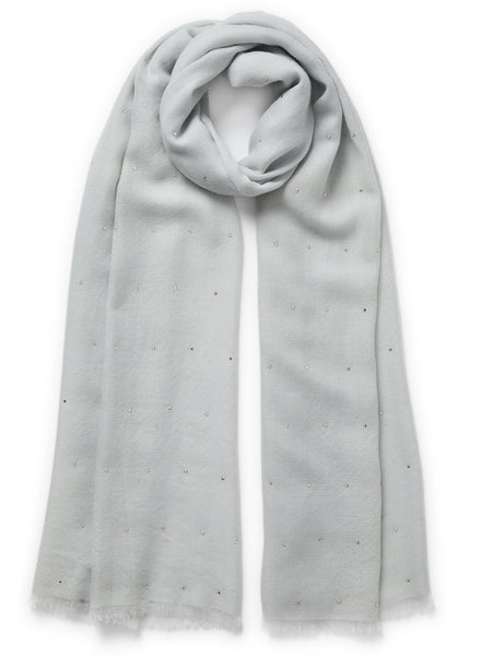 THE CRYSTAL WRAP - Pale grey cashmere wrap with Swarovski crystals - tied