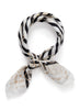 THE BRETON NECKERCHIEF - Black and white printed cotton and silk scarf - tied
