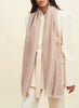 THE SUMMER COSMOS SCARF - Pink cashmere and linen scarf with silver Lurex - model