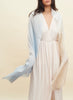 THE LOLLIPOP - Blue, white and beige dip dye cashmere and linen wrap with Lurex - model 3