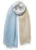 THE LOLLIPOP - Blue, white and beige dip dye cashmere and linen wrap with Lurex - tied