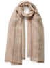 THE SOLITAIRE - Pink and taupe striped cashmere and linen scarf with gold Lurex - tied