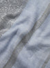 THE SOLITAIRE - Blue and charcoal striped cashmere and linen scarf with silver Lurex - detail