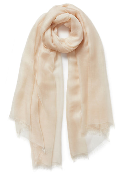THE CLOUD - Soft beige sheer modal and cashmere-blend wrap - tied