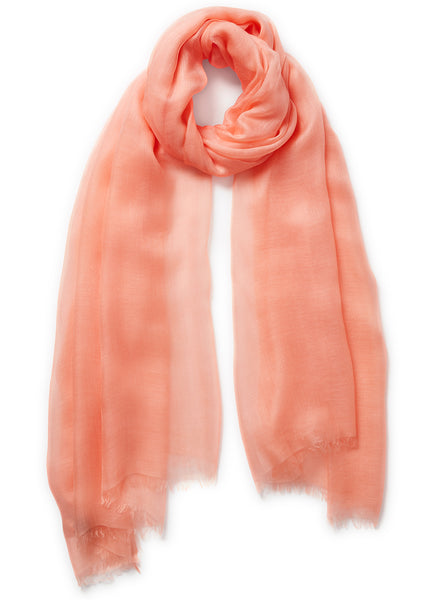 THE CLOUD - Peachy pink grey sheer modal and cashmere-blend wrap - tied
