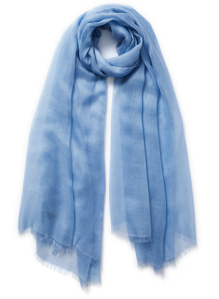 THE CLOUD - Blue sheer modal and cashmere-blend wrap - tied